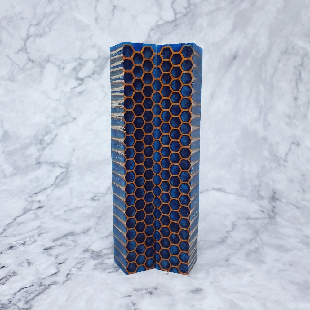Pen Blank - Blue with 3D Printed Copper Honeycomb