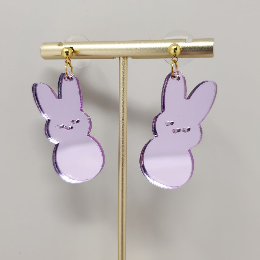 Peep Mirror Acrylic Earrings - Lavender