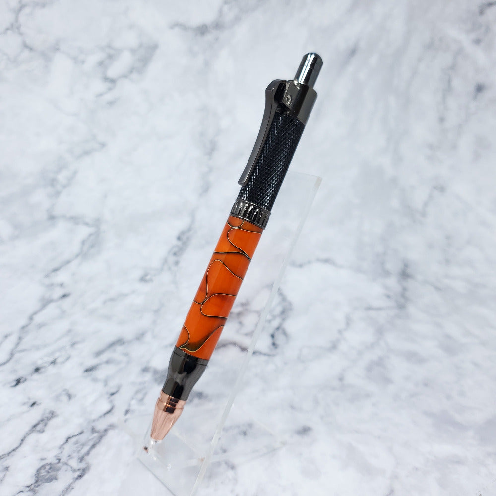 Revolver Pen - Orange with Black Ribbon
