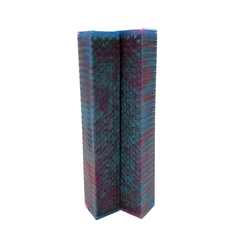 Pen Blank - Teal and Pink with Black Triangular Pattern