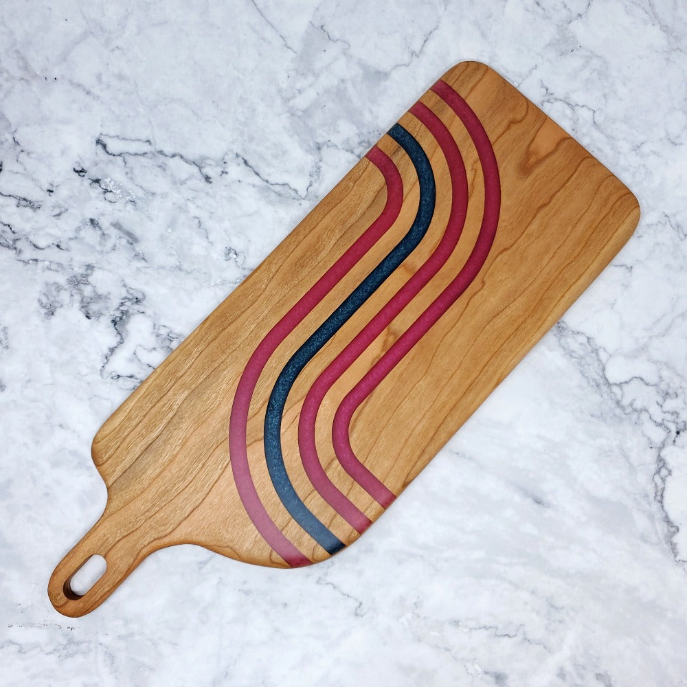 Charcuterie Board - Cherry with Pink & Blue Resin