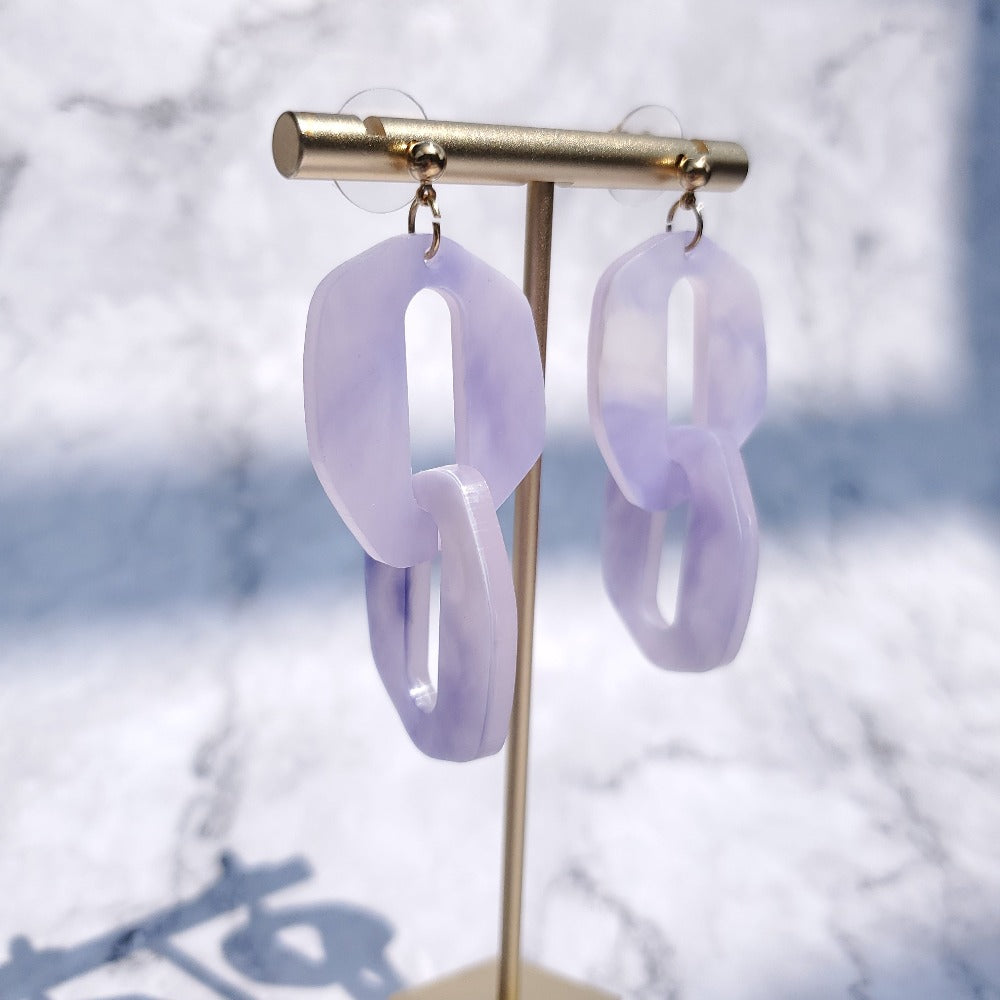 Double Link Earrings - Lavender