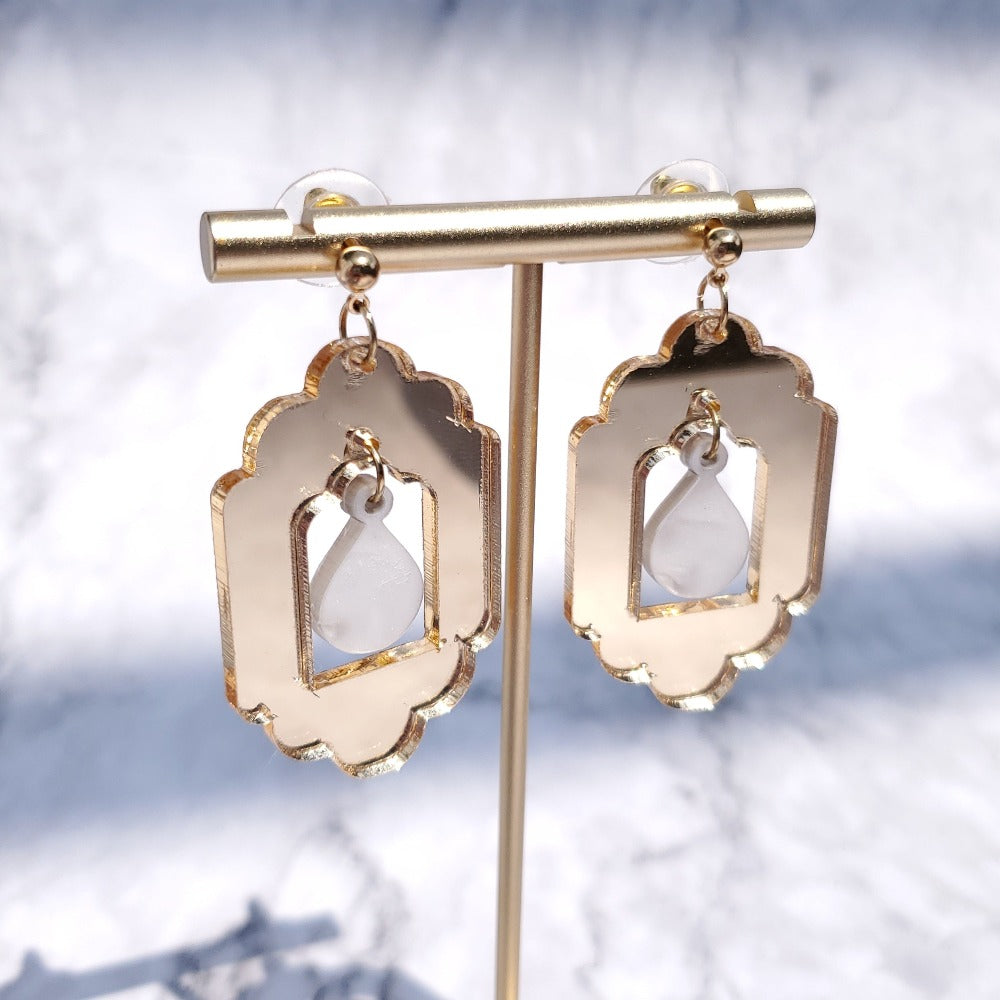 Frame Mirror Earrings - Gold
