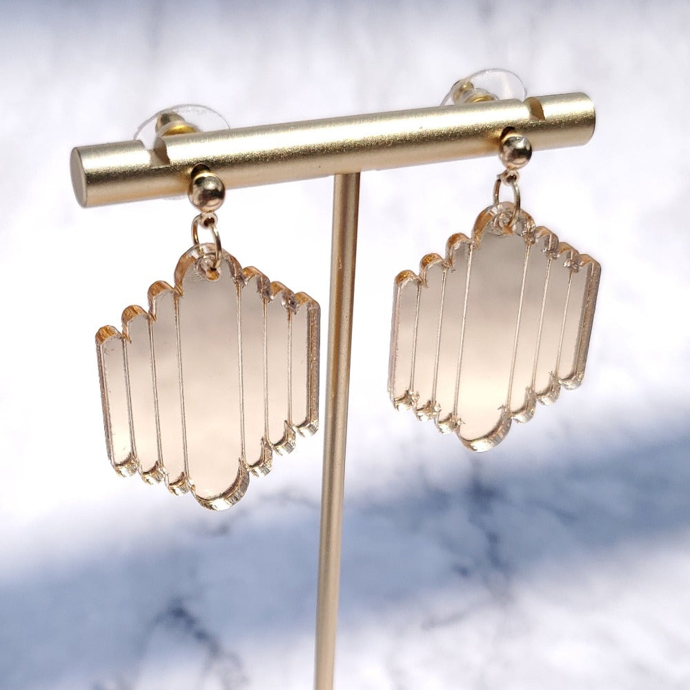 Art Deco Mirror Earrings - Gold
