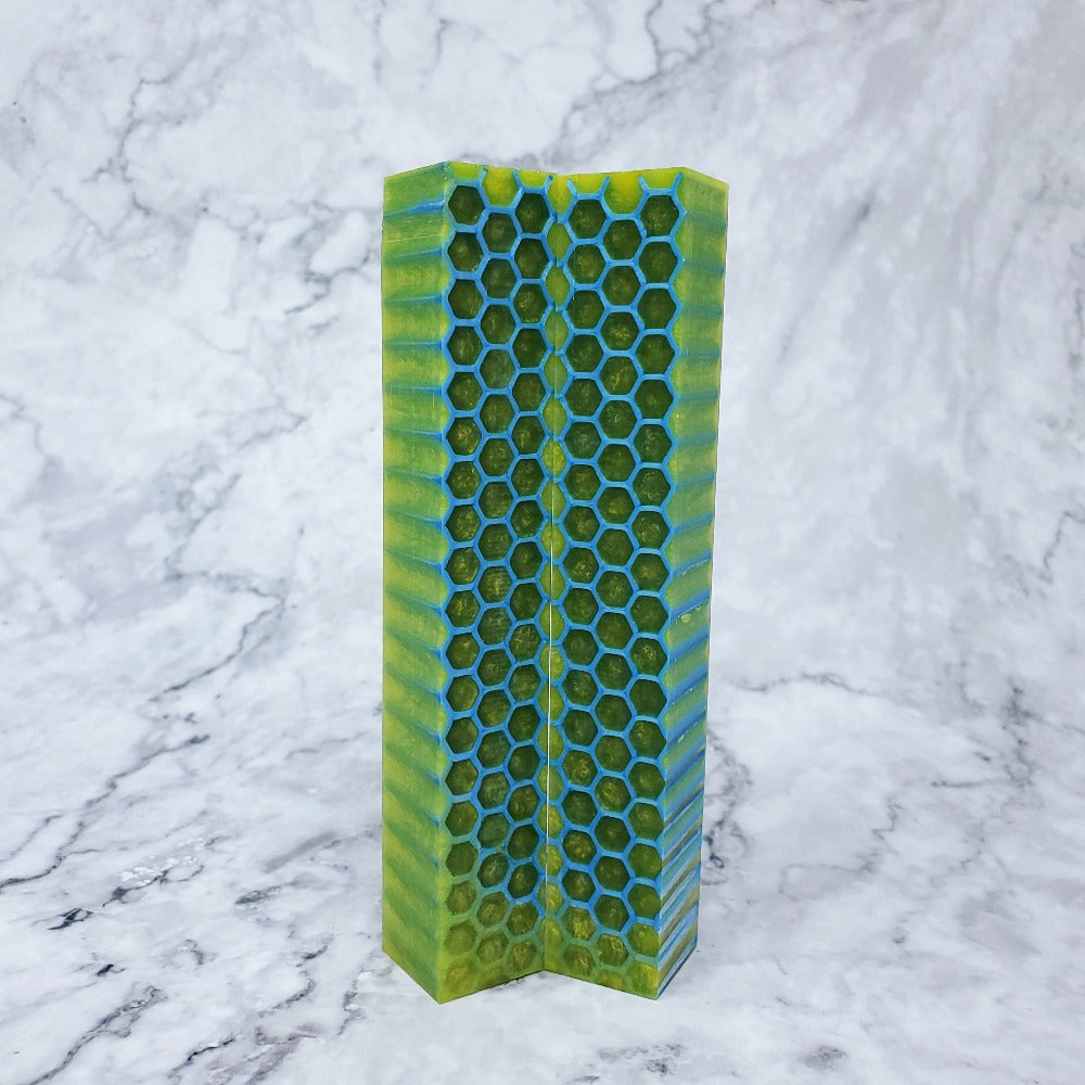 Pen Blank - Yellow with 3D Printed Blue Honeycomb