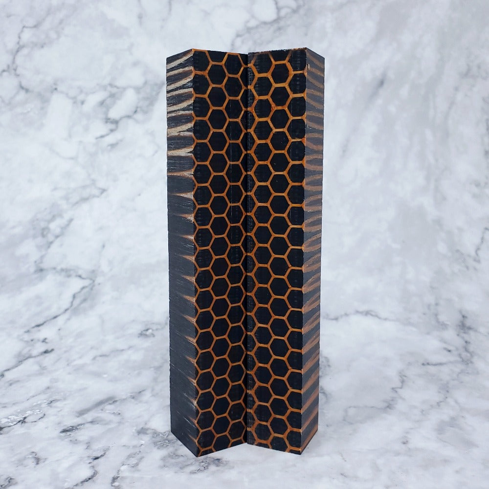 Pen Blank - Black with 3D Printed Bronze Honeycomb