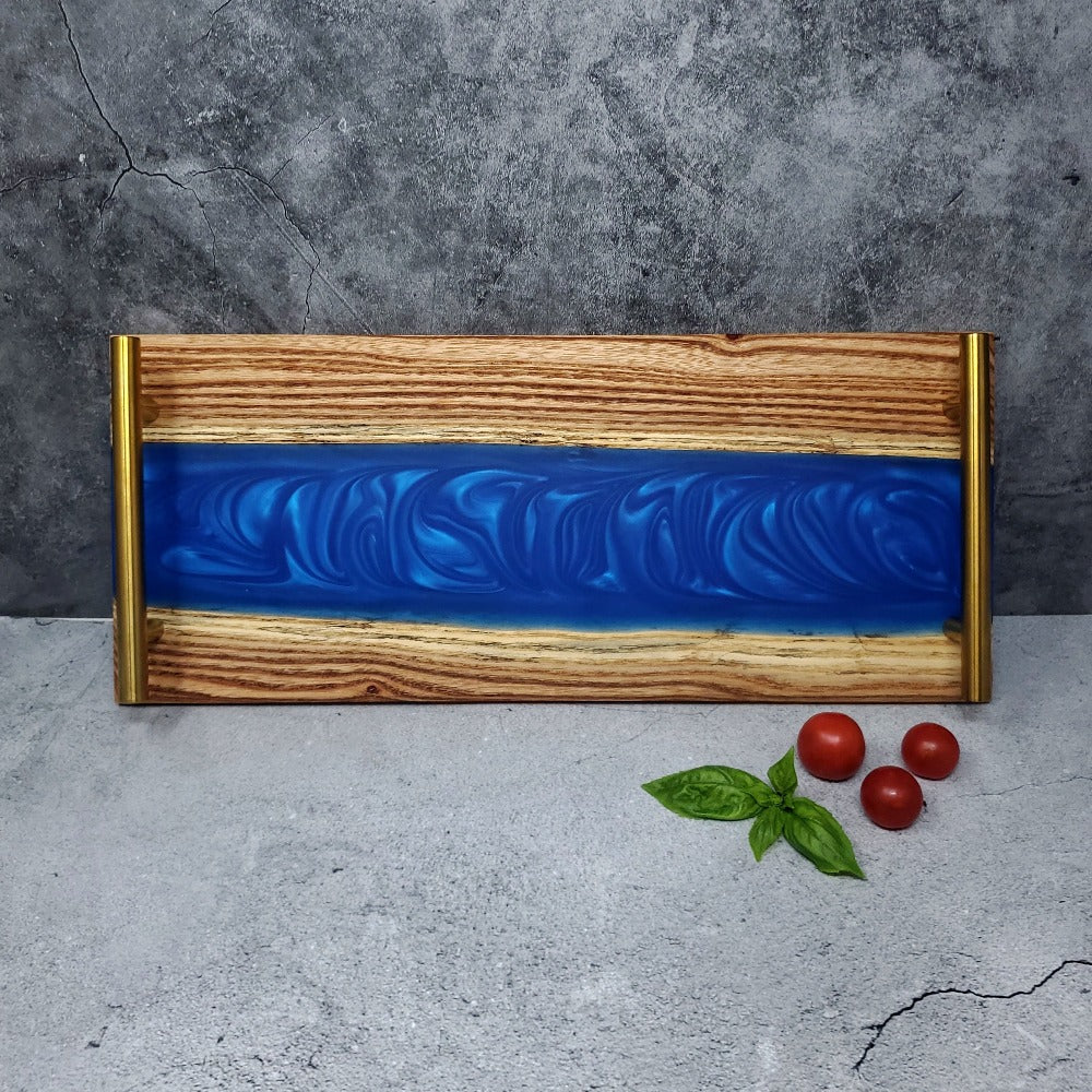 Serving Board with Handles - Small, Electric Blue