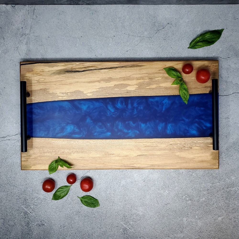 Serving Board with Handles - Large, Electric Blue