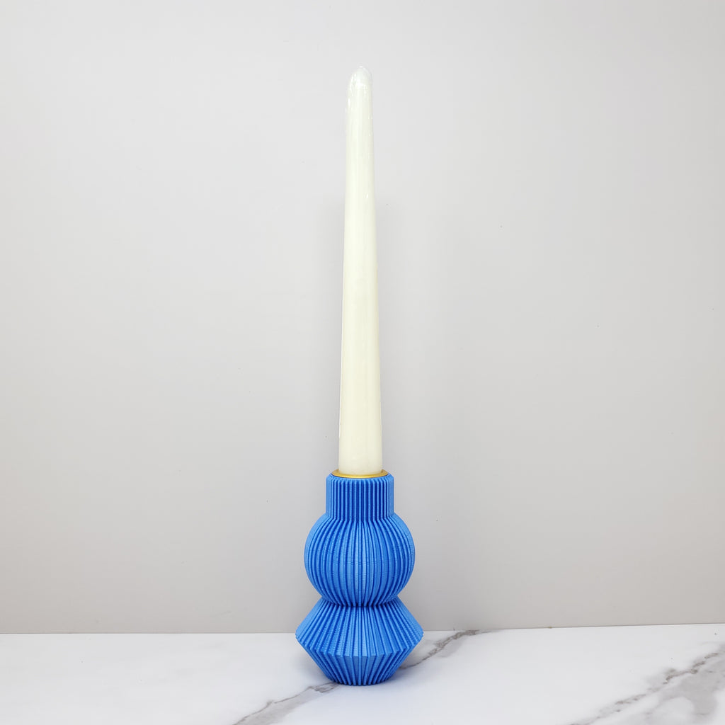 3D Printed Candle Stick Base - Blue Silk