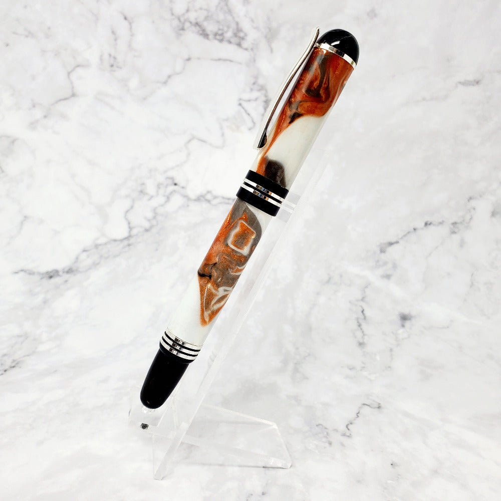 Churchill Rollerball Pen - White & Orange Resin