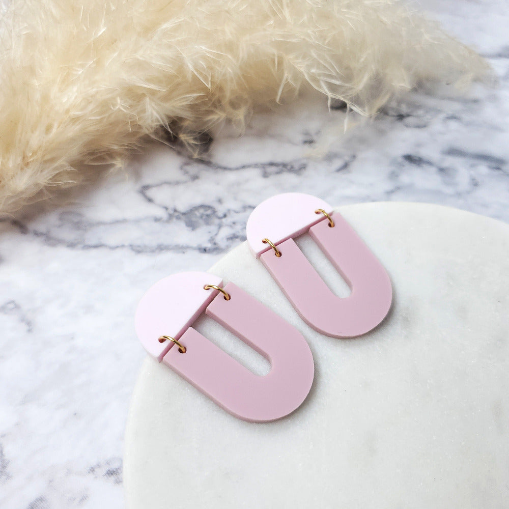 Double Paperclip Earrings - Pink and Clear – Boyd's Custom Fabrication