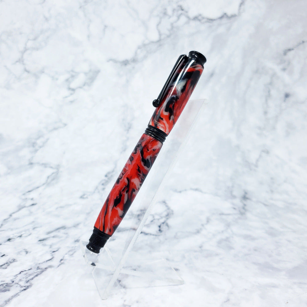 Virage Rollerball Pen - Black, White & Red Resin