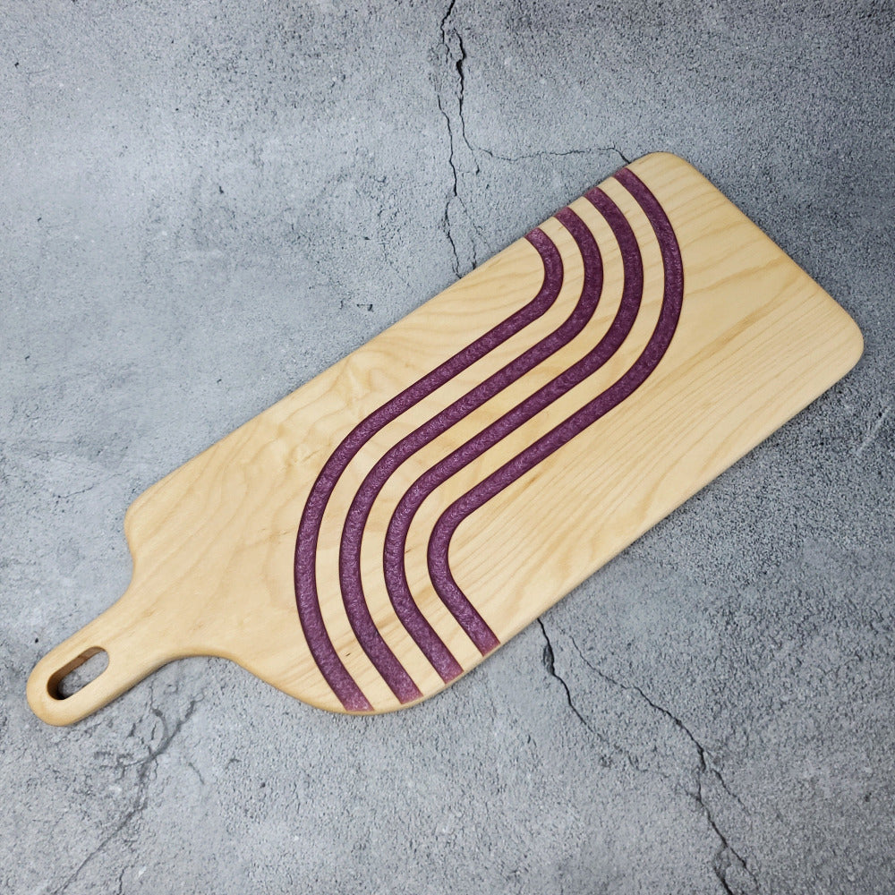 Maple Charcuterie Board with Pale Purple Resin