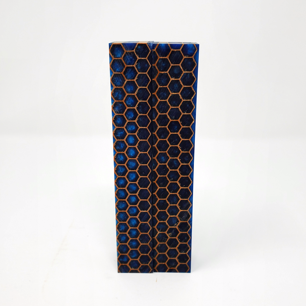 Pen Blank - Blue and Bronze Honeycomb