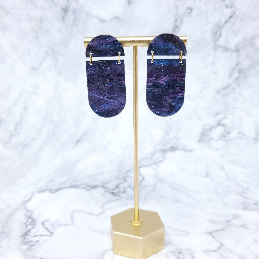 Double Arch Earrings in Galaxy Purple